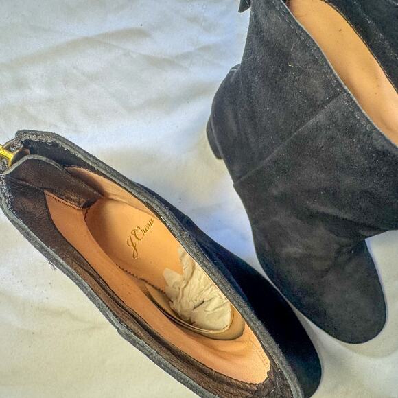 🖤 J.Crew Black Suede Ankle Boots with Block Heel - Style AQ747 sz 6.5 - Picture 4 of 6